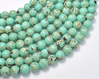 Shell Turquoise Howlite-Green, 8mm (8.5mm), Round Beads, 15.5 Inch, Full strand, Approx. 49 beads, Hole 1mm (275054028)