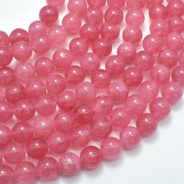 Jade Beads - Rose Pink, 8mm Round Beads, 15 Inch, Full strand, Approx. 48 beads, Hole 1mm (211054204)