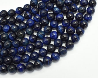 Tiger Eye-Blue 8mm Round Beads, 15 Inch, Approx. 46 beads, Hole 1mm (426054050)