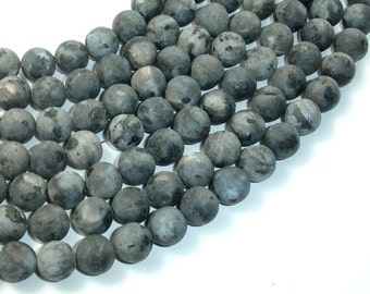 Matte Black Labradorite Beads, Matte Larvikite, 10mm Round Beads, 15.5 Inch, Full strand, Approx 39 beads, Hole 1 mm (137054009)