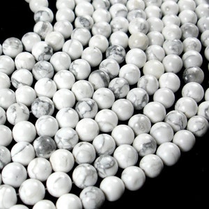 White Howlite Beads, 8mm(8.5mm) Round Beads, 15 Inch, Full strand, Approx. 45 beads, Hole 1 mm, A quality (275054003)