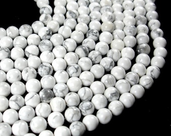 White Howlite Beads, 8mm(8.5mm) Round Beads, 15 Inch, Full strand, Approx. 45 beads, Hole 1 mm, A quality (275054003)