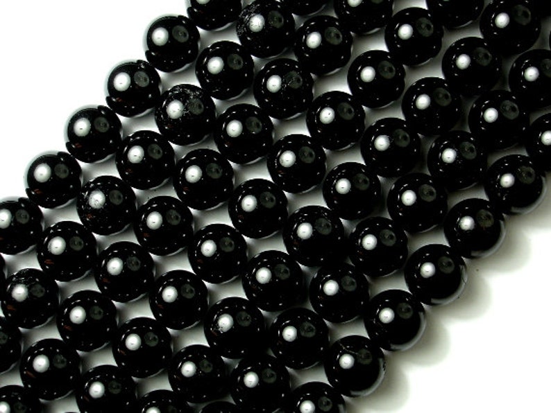 147054003 16 Inch A quality Full strand Hole 1 mm Round Approx 38 beads Black Tourmaline Beads 12mm 12.5mm