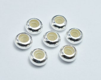 8pcs 925 Sterling Silver Stopper Beads, 6x3mm Rondelle Rubber Stopper, Hole 1mm (007903191)