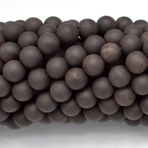 Matte Black Sandalwood Beads, 8mm Round, 35 Inch, Full strand, Approx 108 Beads, Mala Beads (011732005)