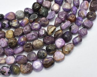 Genuine Charoite, Approx. 9-12mm Nugget Beads, 15 Inch, Approx. 40-42 beads, Hole 1mm (187047001)