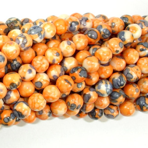 Rain Flower Stone Beads, Orange, 6mm (6.5mm) Round Beads, 15.5 Inch, Full strand, Approx 64 beads, Hole 1 mm, A quality (377054009)