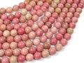 Rhodonite Beads, 8mm ( 8.6 mm), Round Beads, 15.5 Inch, Full strand, Approx. 46 beads, Hole 1 mm, A quality (386054009)