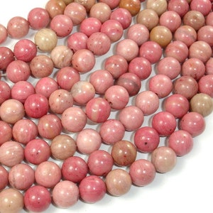 Perles de rhodonite, 8mm ( 8,6 mm), Perles rondes, 15,5 pouces, Plein brin, env. 46 perles, Trou 1 mm, Qualité A (386054009)