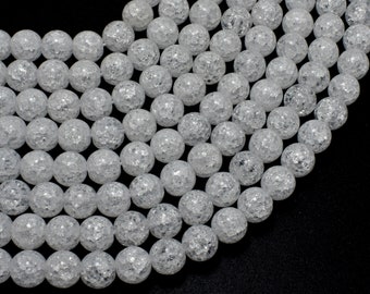 Crackle Clear Quartz Beads, 8mm, Round Beads, 14.5 Inch, Full strand, Approx. 45 beads, Hole 1mm (198054022)