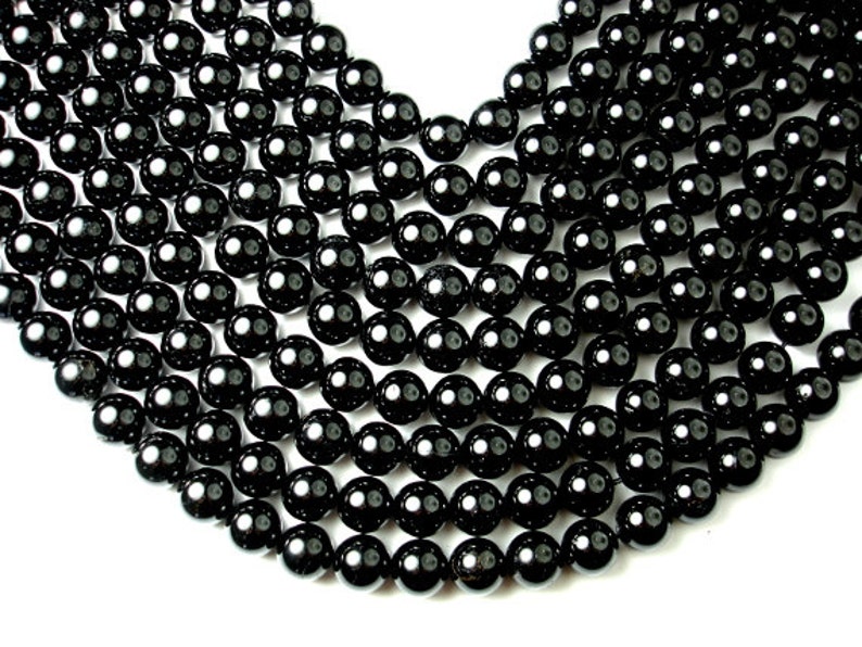 147054003 16 Inch A quality Full strand Hole 1 mm Round Approx 38 beads Black Tourmaline Beads 12mm 12.5mm