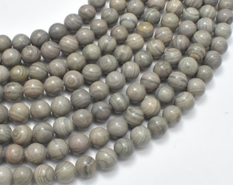 Gray Banded Jasper, 8mm (8.4mm) Round Beads, 15.5 Inch, Full strand, Approx. 48 beads, Hole 1mm (288054038)