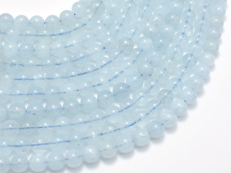 Aquamarine Beads, 6mm, Round Beads , 15.5 Inch, Full strand, Approx. 64 beads, Hole 1mm, A quality 123054008 image 2