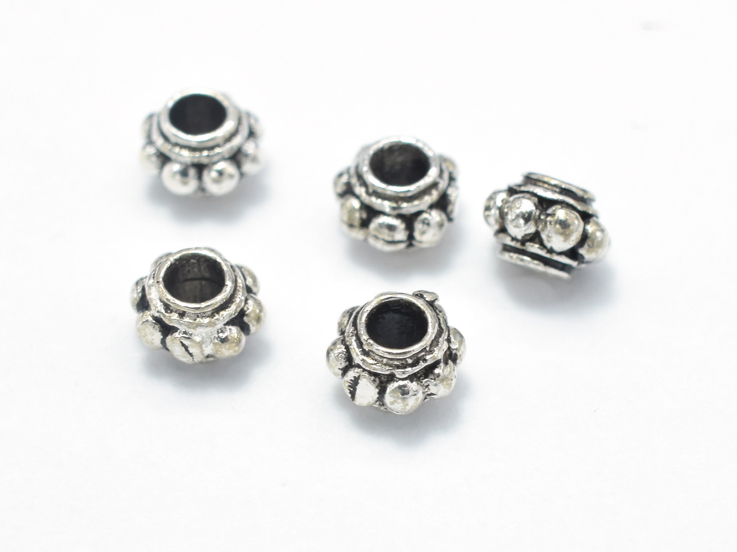 5 Pcs 5.3x2.8 mm Sterling Silver Rondelle Donut Spacer Beads