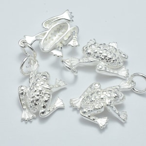 1pc 925 Sterling Silver Charms, Frog Charms, 16x12mm with 6mm Closed Jump Ring (007916074)