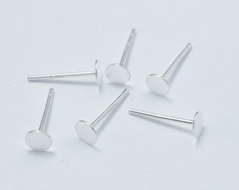20pcs (10pairs) 925 Sterling Silver Flat Pad Earring Stud Post, 4mm, 11mm Long (007908015)