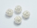 2pcs 925 Sterling Silver Beads, 7.5mm Filigree Round Beads, Hole 1.2mm (007903180)