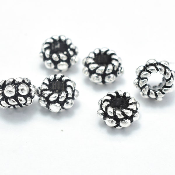 8pcs 925 Sterling Silver Beads-Antique Silver, 5mm Rondelle Beads, Spacer Beads, 5x3mm Hole 2.2mm (007903014)