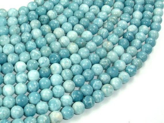 Larimar Quartz, 6mm Round Beads, 15 Inch, Full strand, Approx 61 bead…