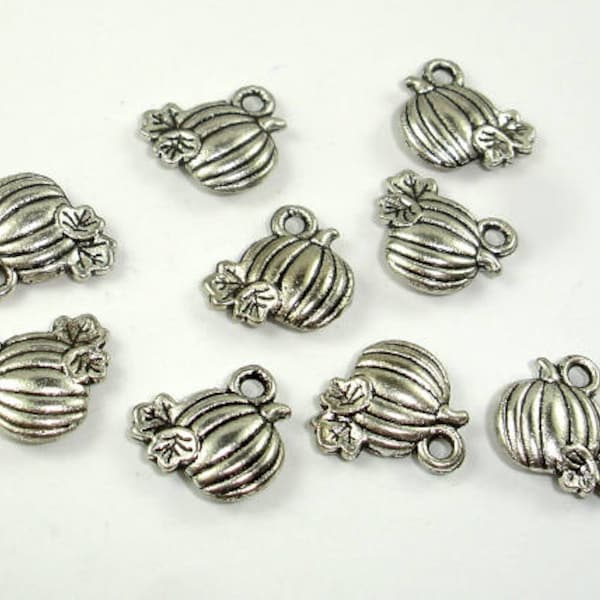 Pumpkin Charms, Zinc Alloy, Antique Silver Tone, 10x11 mm, 20 pcs, Hole 1.4mm (006873033)