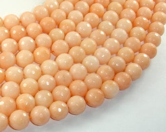 Jade Beads, Peach, 10mm(10.5mm) Faceted Round, 15.5 Inch, Full strand, Approx 37 beads, Hole 1mm, A quality (211025025)