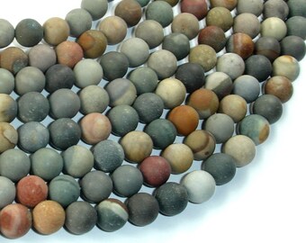 Matte Polychrome Jasper, 8mm Round Beads, 15.5 Inch, Full strand, Approx. 48 beads, Hole 1mm, A quality (317054006)