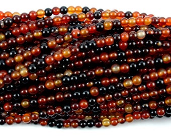 Sardonyx Agate, 4mm, Round, 15 Inch, Full strand, Approx. 100 beads, Hole 0.8 mm (397054003)