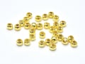Approx 100pcs 24K Gold Vermeil 2mm Round Beads, 925 Sterling Silver Beads, Hole 0.8mm (007903029)