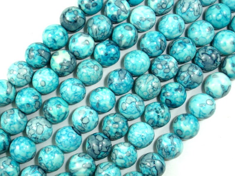 Rain Flower Stone Beads Blue 10mm 10.5 mm Round Beads Etsy