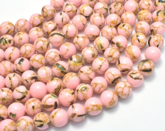 Shell Howlite-Pink, 8mm (8.4mm) Round Beads, 16 Inch, Full strand, Approx. 49 beads, Hole 1mm (275054024)