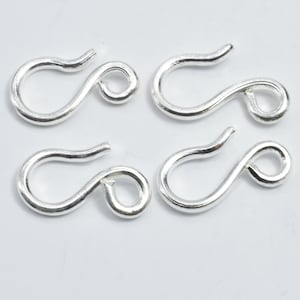 6pcs 925 Sterling Silver S Clasps, S Hook Clasp Connector, S Clasps, 12x7mm (007904020)