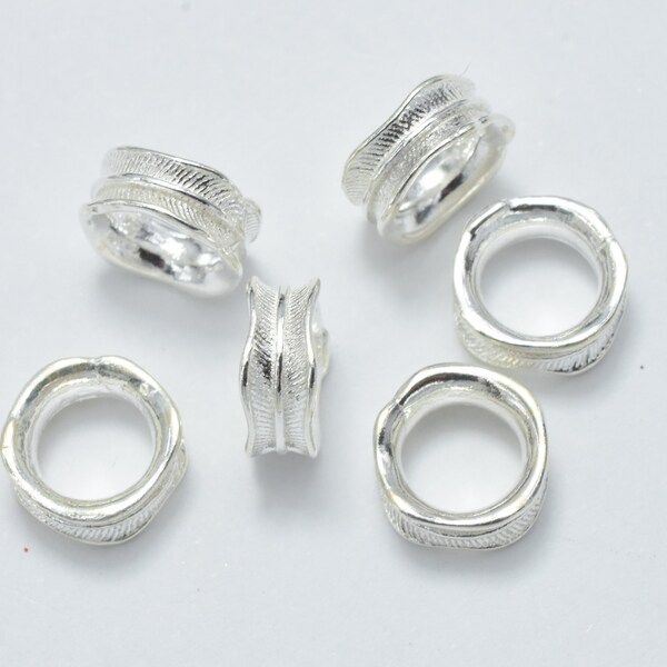 4pcs 925 Sterling Silver Beads, 7x3mm, Rondelle Spacer Beads, Big Hole Beads, Hole 4.6mm (007914030)