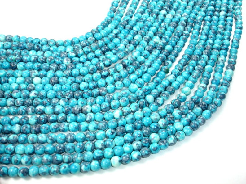 Rain Flower Stone Beads Blue 6mm 6.5 Mm Round Beads 15.5 Etsy