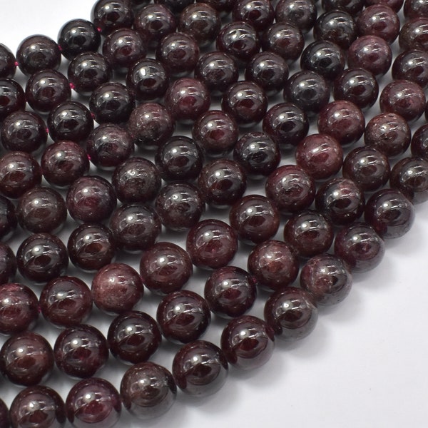 Red Garnet Beads, 8mm Round Beads, 15 Inch, Full strand, Approx. 47-49 beads, Hole 1mm (370054011)