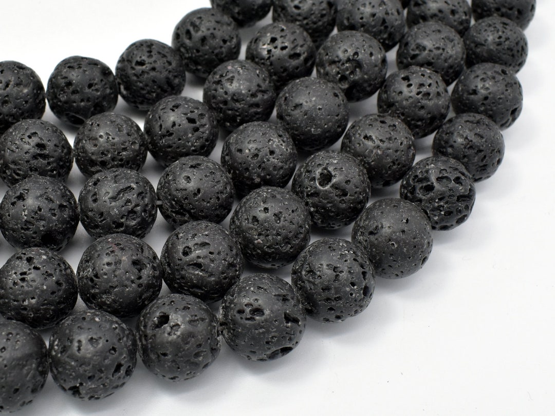 Lava Perlen Aus Naturstein – 14 Mm Rund, Schwarz, Ideal Für Schmuck Basteln Wie Ketten & Armbänder