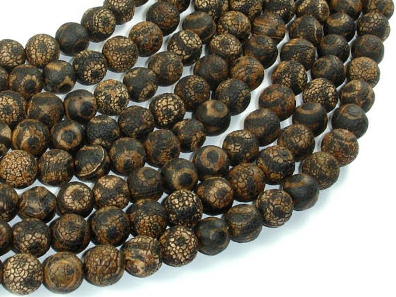 9.8mm 10mm 14 Inch 122054261 Crackle Tibetan Agate Full strand Round Beads Hole 1.2mm Approx 38 beads