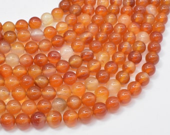 Carnelian Beads, Orange,  8mm (8.2mm), Round, 15 Inch, Full strand, Approx. 48 beads, Hole 1mm (182054026)