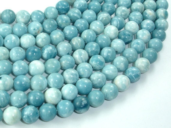 Larimar Quartz, 8mm Round Beads, 15.5 Inch, Full strand, Approx 49 be…