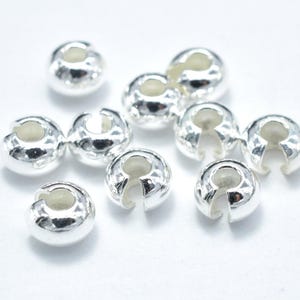 10pcs 925 Sterling Silver Crimp Cover, 4mm, 3mm thick, 1.5mm Hole (007907001)
