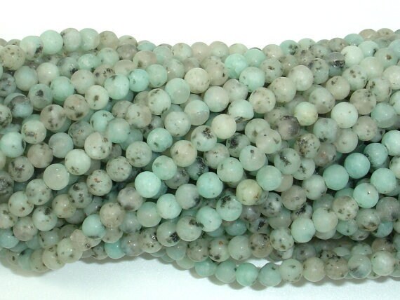 Matte Sesame Jasper Kiwi Jasper 4mm (4.5mm) Round Beads, 15