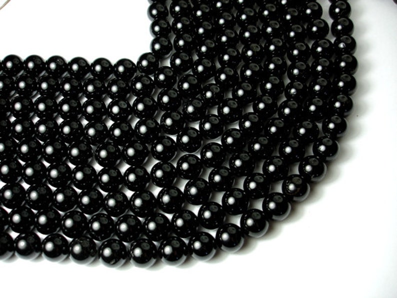 147054003 16 Inch A quality Full strand Hole 1 mm Round Approx 38 beads Black Tourmaline Beads 12mm 12.5mm