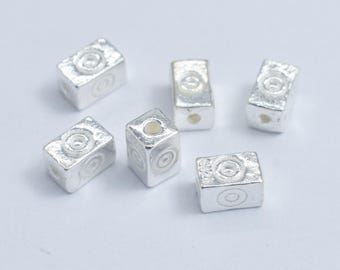 4pcs 925 Sterling Silver Beads, 2.9x2.9x4.6mm Square Tube Beads, Hole 0.8mm (007903197)