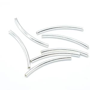 6pcs 925 Sterling Silver Tube, Curved Tube, 1.5x25mm, Hole 1mm (007906003)