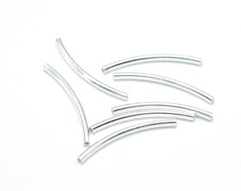 6pcs 925 Sterling Silver Tube, Curved Tube, 1.5x25mm, Hole 1mm (007906003)