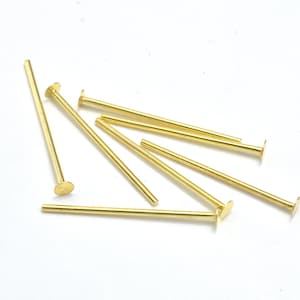 20pcs 24K Gold Vermeil Head Pin, 925 Sterling Silver Pin, 20mm, 0.6mm (23gauge), Head 1.8mm (007912007)