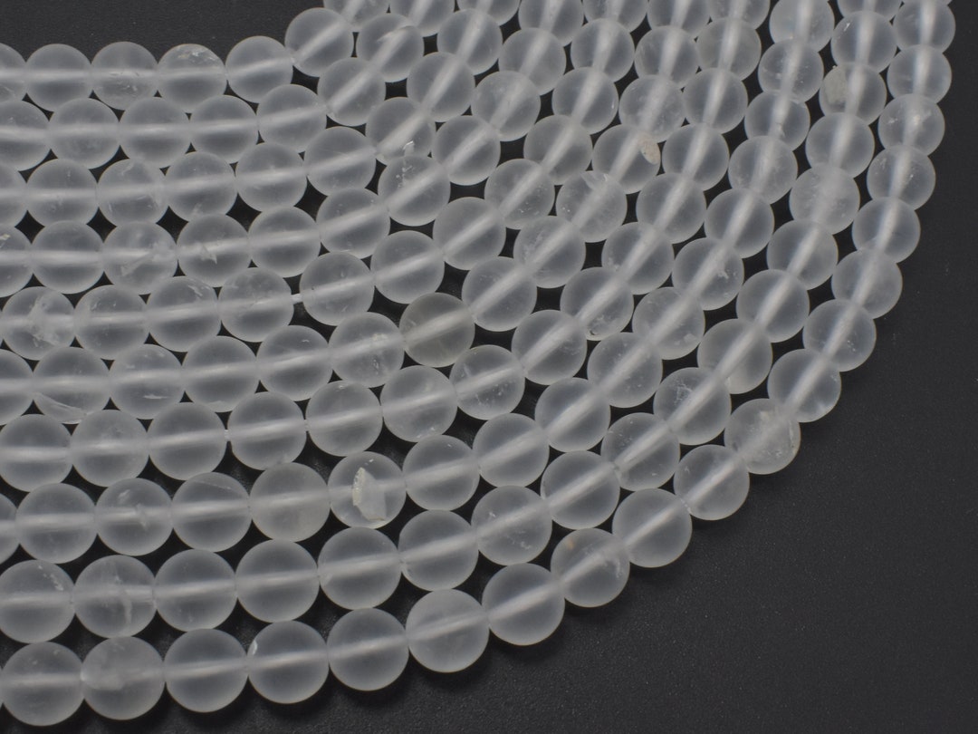 Matte Clear Quartz Beads, 6mm, Round Beads, 15.5 Inch, Full Strand
