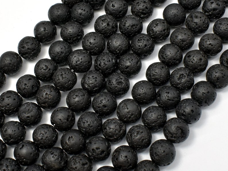 Black Lava Beads Round 8mm8.5mm 15 Inch Full strand | Etsy