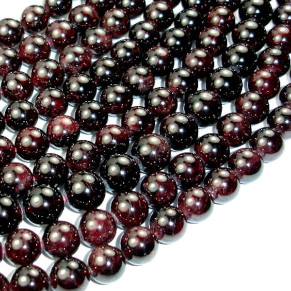 Red Garnet Beads, Round, 11mm, 15.5 Inch, Full strand, Approx 35-37 beads, Hole 1 mm (370054012)