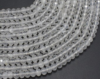 White Moonstone, 4x6mm, Faceted Rondelle Beads, 15.5 Inch, Full strand, Approx. 86 beads, Hole 1mm (321024002)