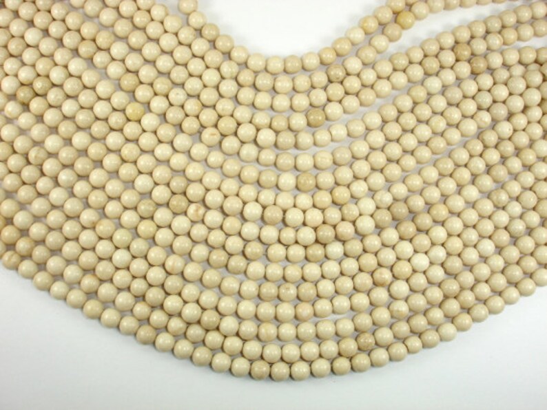 White Fossil Jasper Beads 6mm 6.5mm Round Beads 15 Inch Etsy Canada
